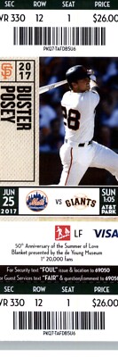  New York Mets vs San Francisco Giants 6/25/2017 Full Ticket - Buster Posey 