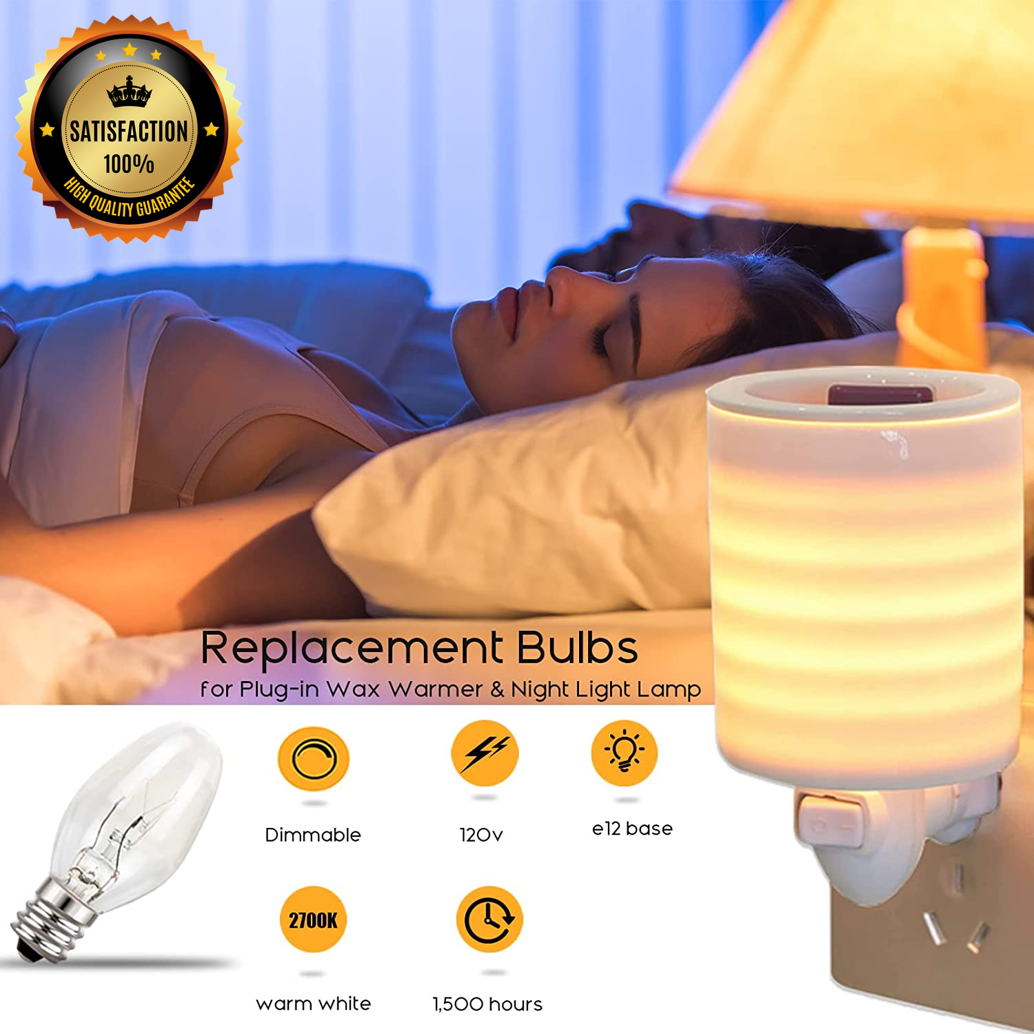 Salt Lamp Bulbs 15 Watt Light Bulbs for Scentsy Wax Warmer C7