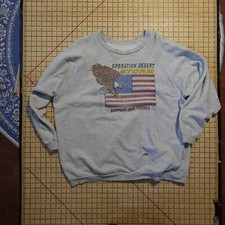 Vintage 90s Operation Desert Storm Sweatshirt Adult 2XL Grey Iraq Military USA