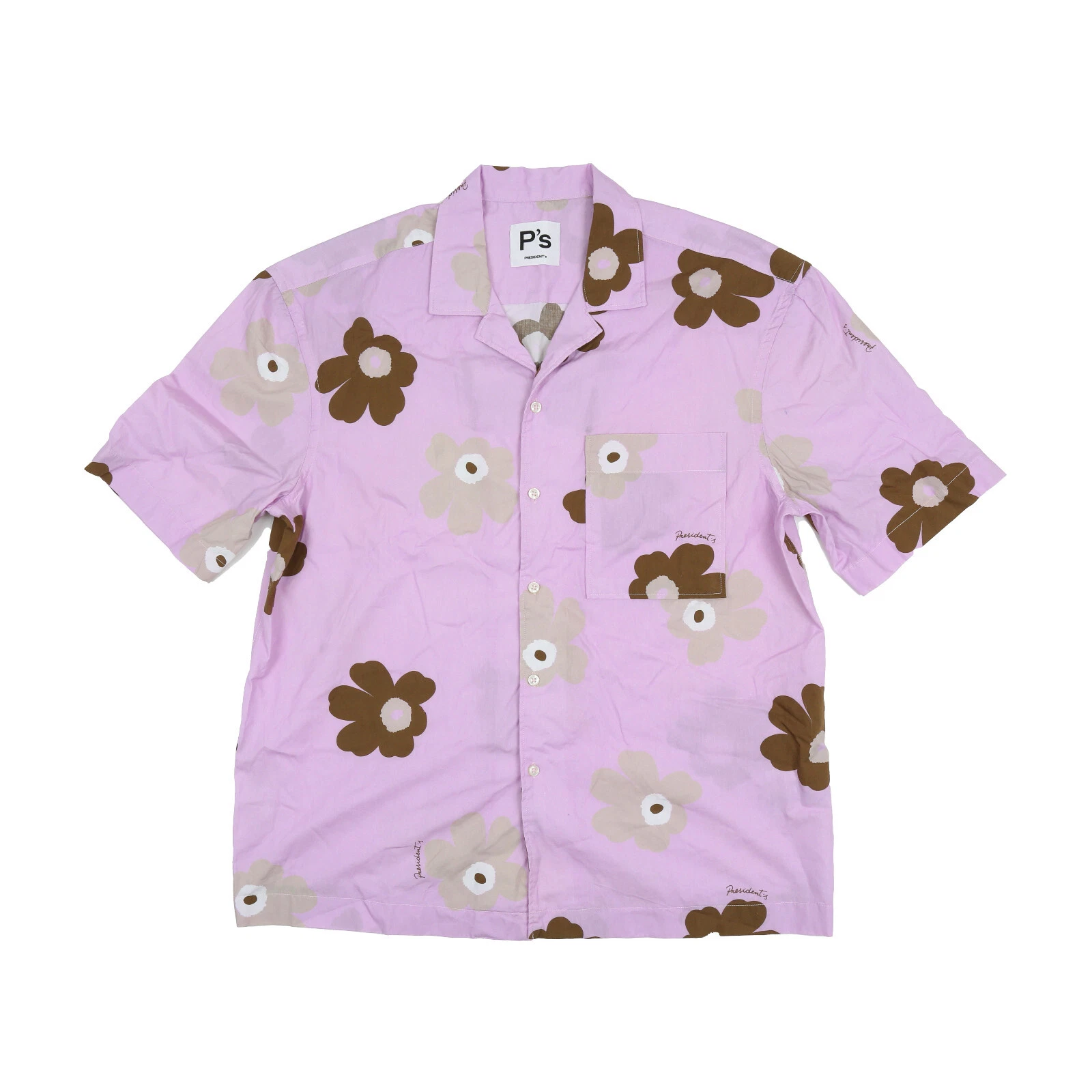 President's Floral Print Button Front Shirt Lilla Size L