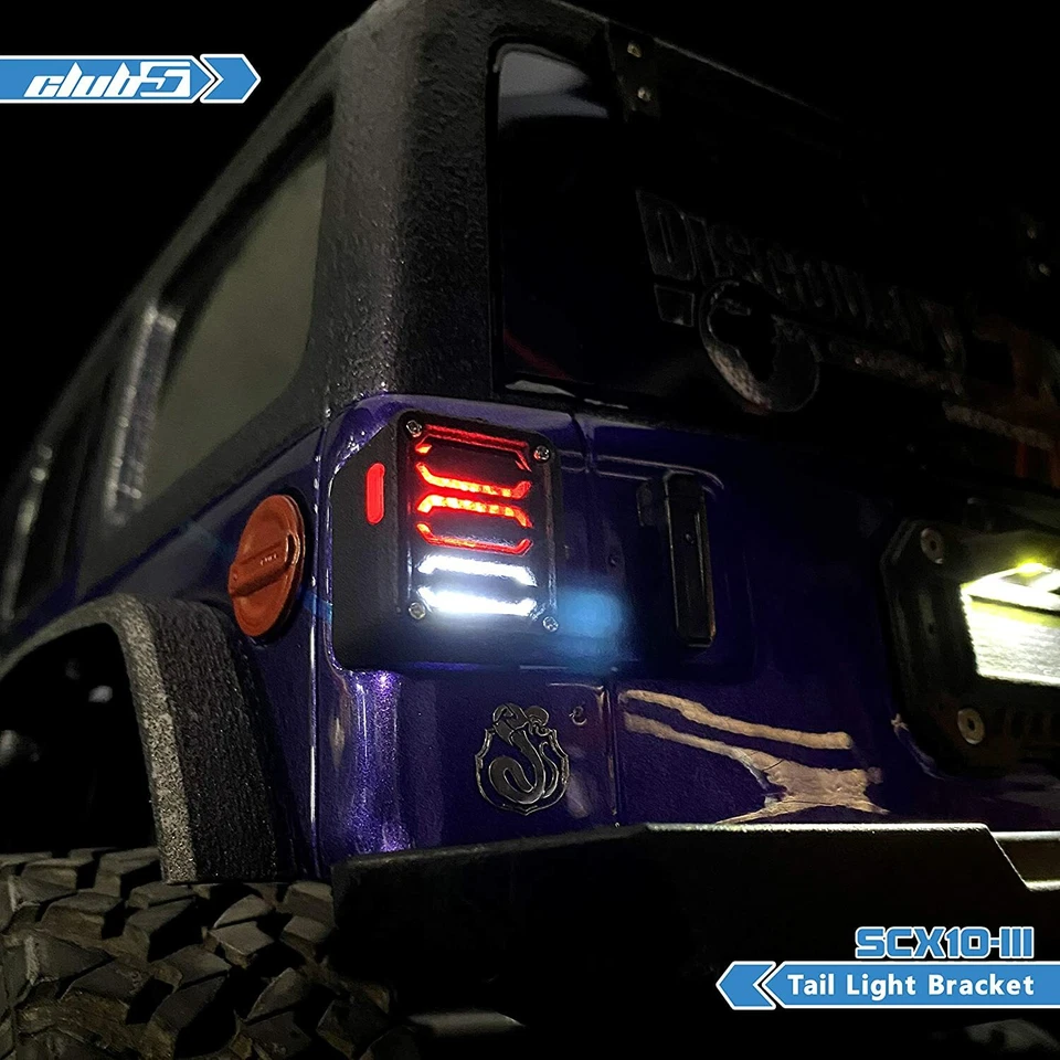 Tail Light Housing w/Clear Lens/Cover Guard for SCX10 III Jeep JL Wrangler - Image 4 of 4