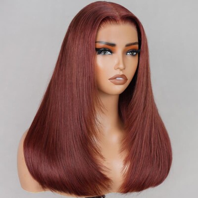 Echthaarperücken kleberlos Damen vorgeschnitten Lace gerade getragen Go Lagenlook Perücke UK