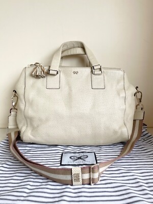 VINTAGE ANYA HINDMARCH EBURY CREAM LARGE LEATHER