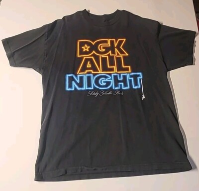 DGK Dirty Ghetto Kids All Night  Sk8 Skateboard T-shirt  XL Black 
