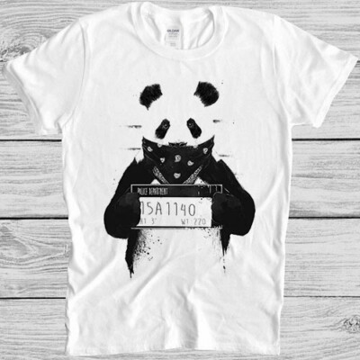 T-Shirt Gangsta Panda Bär Gefängnis Mugshot Meme Geschenk Top Kult lustig 923