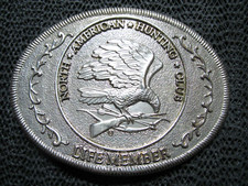NORTH AMERICAN HUNTING CLUB LIFE MEMBER BELT BUCKLE VINTAGE RARE 1980s USA 