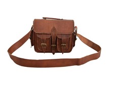 Leather Satchel Camera Messenger Bag DSLR SLR Case Padded Crossbody Bags Small
