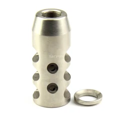 Stainless Steel Muzzle Brake 1/2x28 TPI for .223/556/22LR w/ Crush Washer