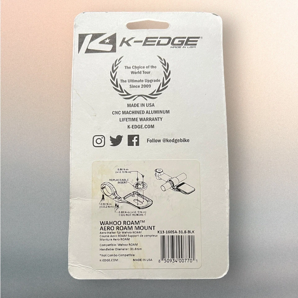 NEW K-Edge Wahoo Roam Aero Handlebar Mount Black 31.8mm - Image 2 of 3