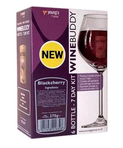 WINEBUDDY Black Cherry Fruit Wine Kit - 6 Bottles in 7 Days - Young's Home Brew