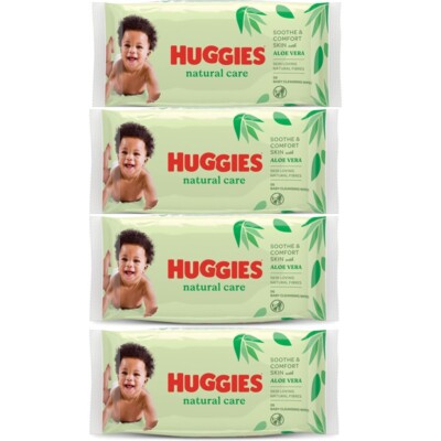 Pack Huggies Baby Wipes Natural Care with Aloe Vera, 224 Wipes