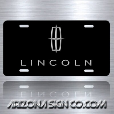 Lincoln Black and Silver Chrome Look Vanity Aluminum License Plate Tag New