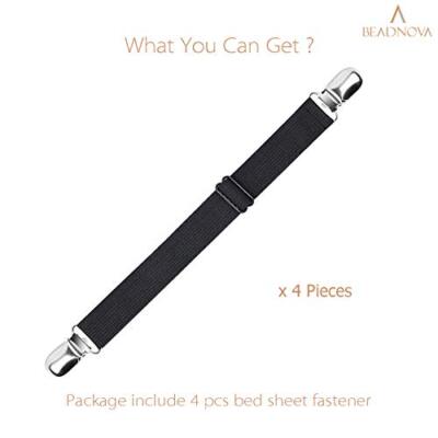 4 Pack Adjustable Bed Sheet Holder Straps - Elastic Sheet Fasteners With Metal Clips To Keep Fitted Sheets Tight - View #4