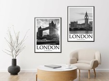 London Posters Double pack 2 x Grayscale Black & White Vintage Retro A3/A4 Print