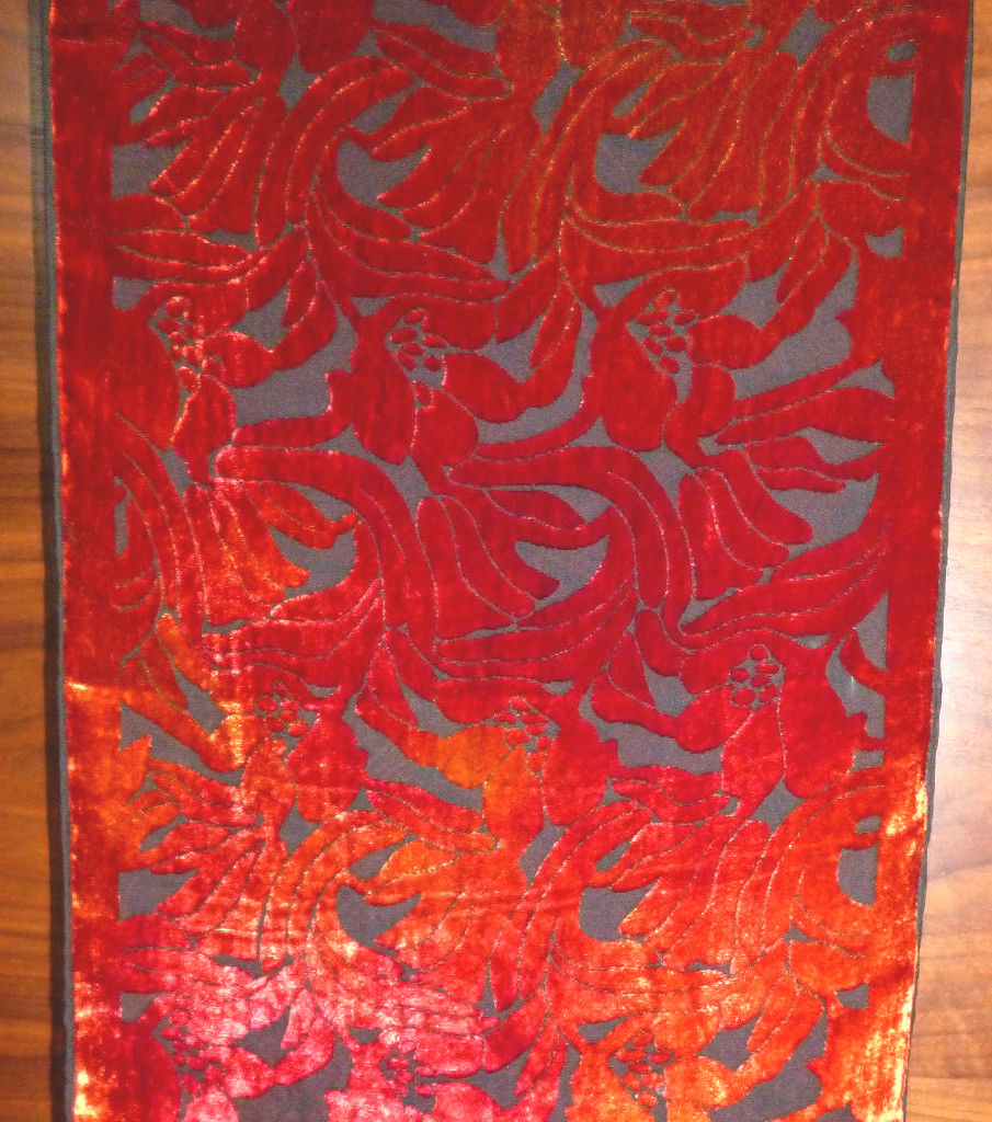 Velvet devore scarf   Floral design in shades of orange on black   NEW image 2