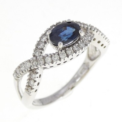 Authentic K18WG Sapphire Ring 0.64CT #270-003-895-8080 | eBay