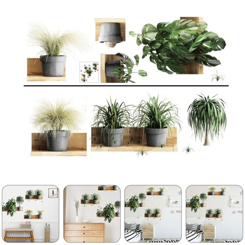 2 Sheets Plant Pot Wall Decals Bedroom Plants Stickers Green eBay