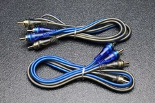 2 PC 10 FT RCA WIRE BLUE GRAY 2 CHANNEL CAR HOME AUDIO INTERCONNECT STEREO BLS10