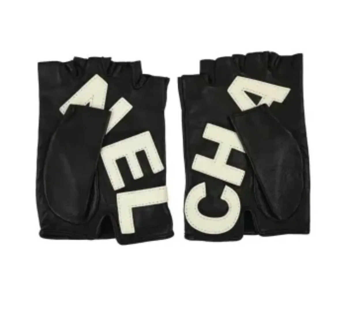 NEW CHANEL Logo Fingerless Gloves Mittens | eBay
