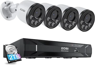 ZOSI 5MP PoE Kit Caméra de Surveillance avec Audio 8CH 2TB NVR 4 Caméras IP 4MP