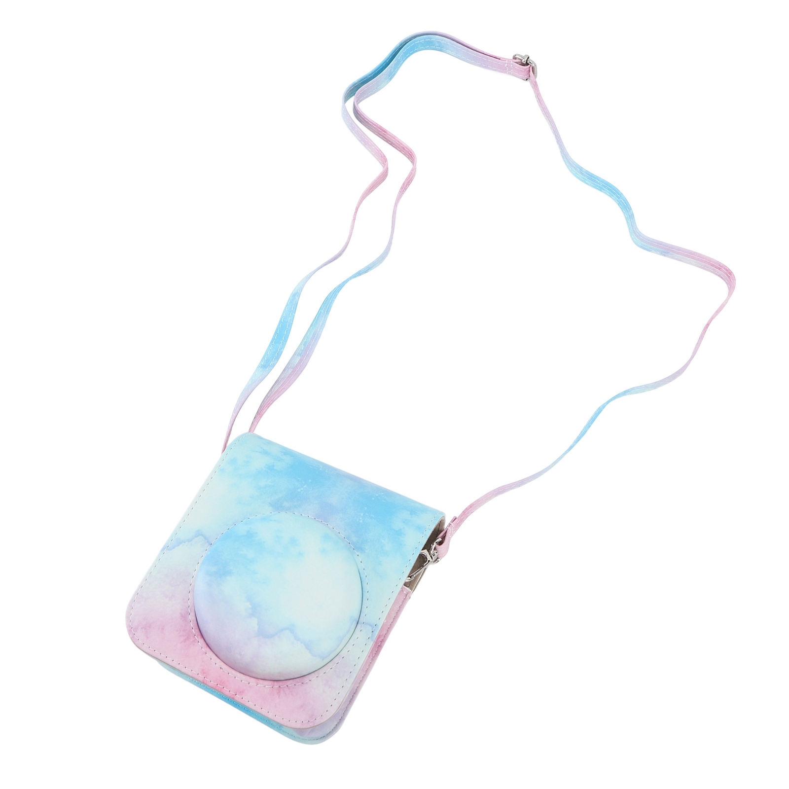 (Blue Pink)Camera Case Adjustable Detachable Shoulder Strap Cute Mini