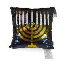 New Storehouse Hanukkah Menorah Decorative Pillow Sequins Reversable Candle Ligh
