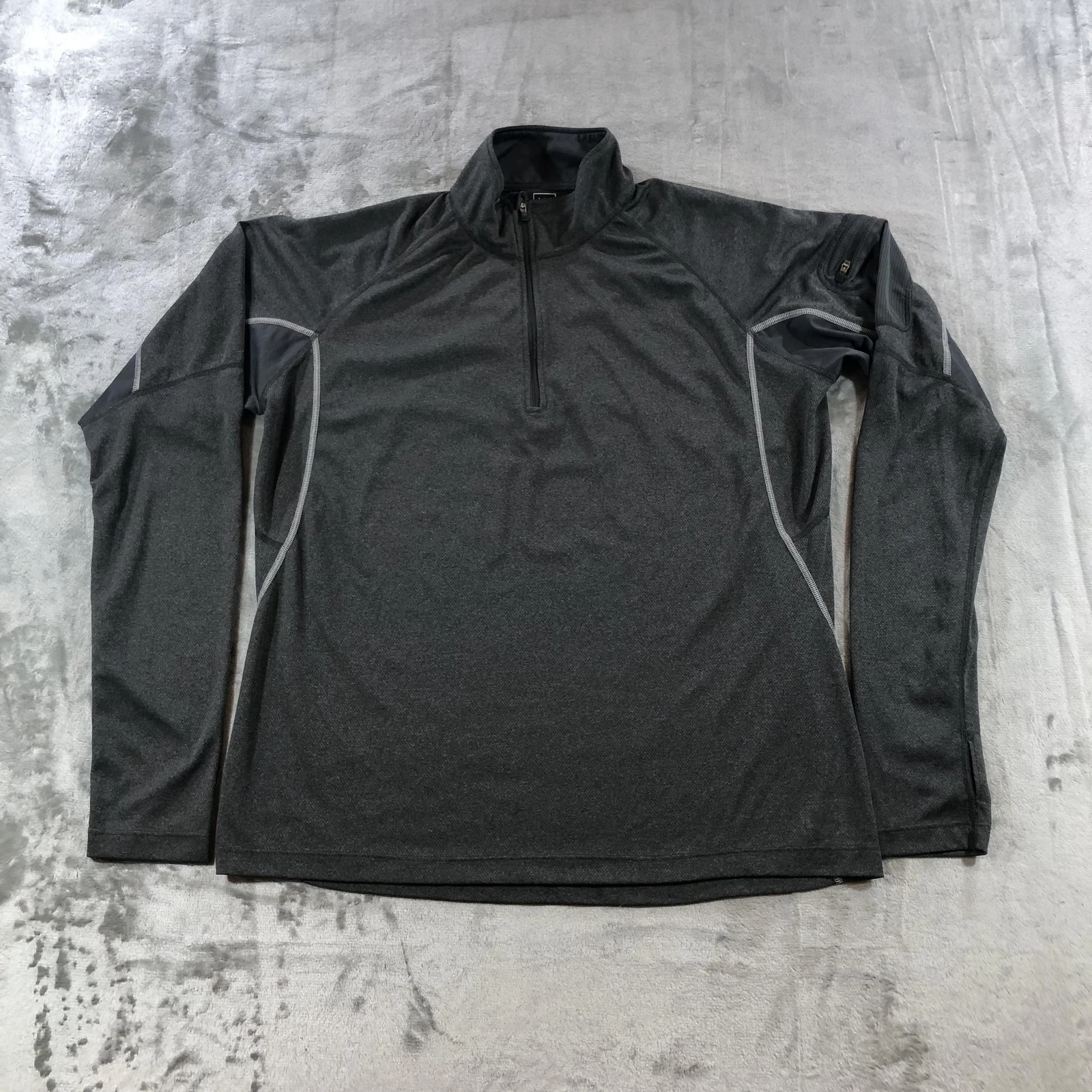 REI Shirt Mens Large Gray Quarter Zip Pullover Athletic Running Top