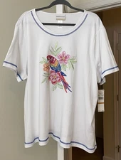 Alfred Dunner Top Parrot Floral Travel Coastal Bohemian Pullover Women's 3X Plus