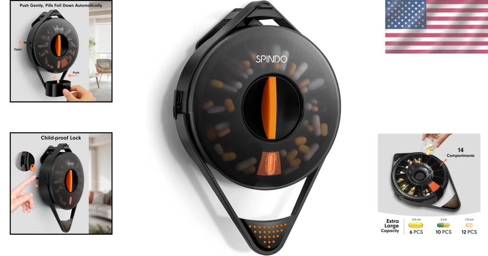 Dispensador semanal de pílula para idosos com indicador de recarga de tempo - Imagem 2 de 4