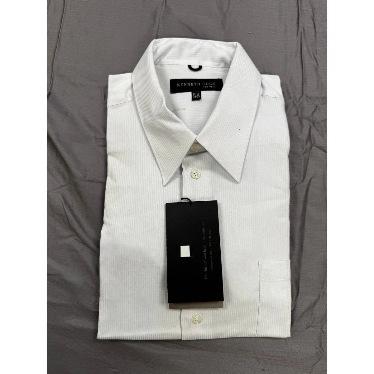 kenneth cole reaction slim fit white dress shirt Kenneth Cole Reaction Men's White Slim Fit Shirt Sz 17 36/37 Long Sleeve