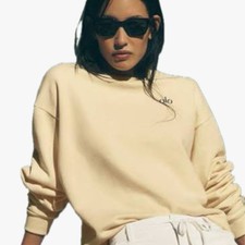 ALO Yoga Accolade Crewneck Sweatshirt Candlelight Yellow Oversized Womens L