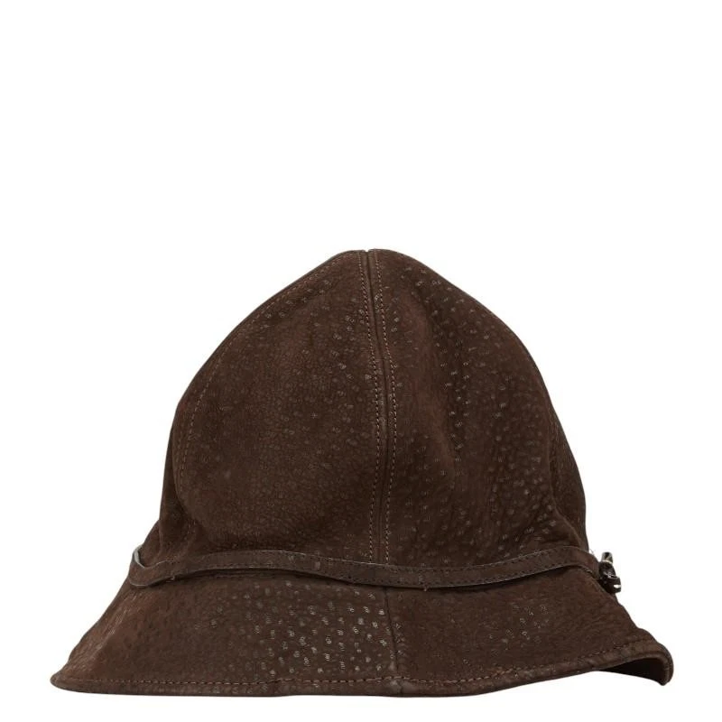 Porada Brown Bucket Hat with Leather Logo Patch - Women\'s Accessory. Prada Suede Bucket Hat | Neiman Marcus main image 3