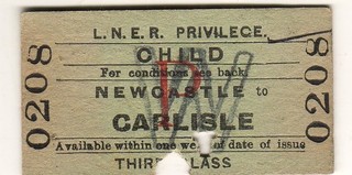 Railway Ticket LNER Newcastle Carlisle 1962