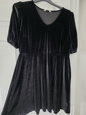 Black Velvet Size 20 Dress Short Sleeve A Line Retro Vintage Puff