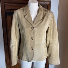 Wallace Sacks Vintage Womens Brown Leather Braided Western Blazer Jacket UK 14
