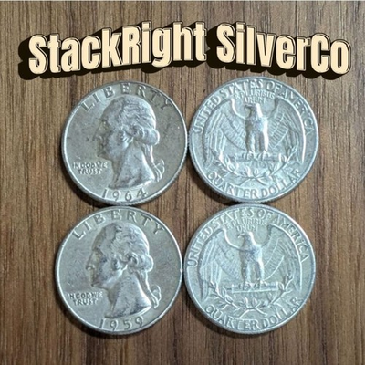 #ad #ad 90% Silver Washington Quarters $1 Face 4 Coins Pre 1964 FREE Shipping $58.32