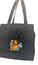 Vintage Disney Winnie The Pooh Tigger Eeyore Piglet Black Tote Bag Nylon