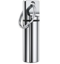 Small Pocket Pill Box Keychain, Aluminium Alloy 2.36 Inch Pack of 1 , Silver