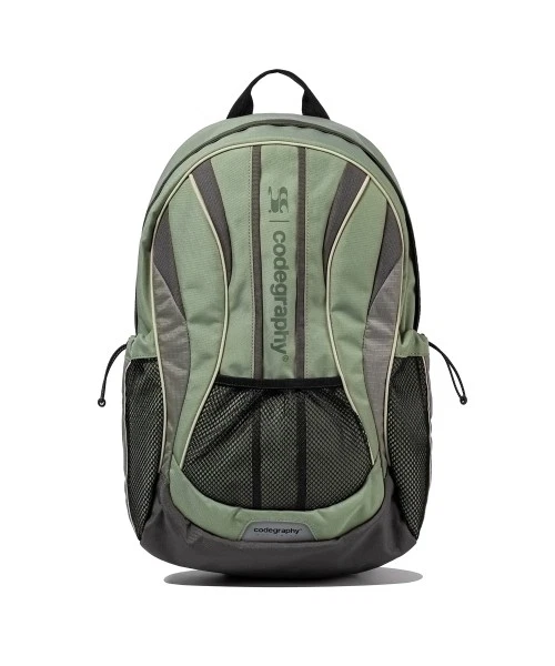 CODEGRAPHY Wave Codgraphy Piping Colour-block Backpack Khaki - product detail image 1