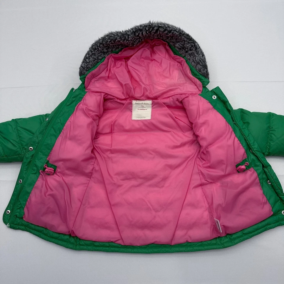 Chaqueta parka con capucha de plumón Hanna Andersson para niñas 110/5 abrigo con capucha de piel acolchada Foto 3 de 4