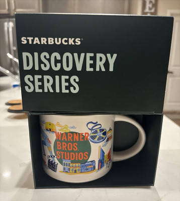Starbucks Discovery Series Warner Bros. Studios Mug w/ Box, White/Blue