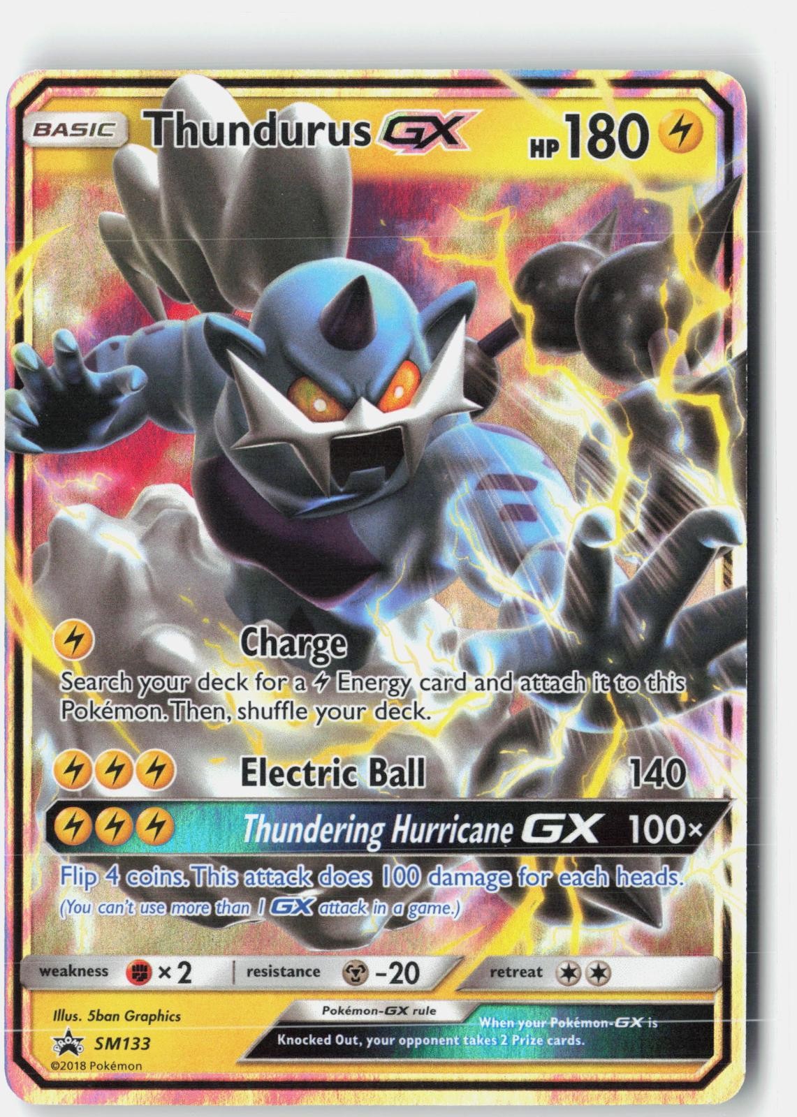 Thundurus GX - SM133 Holo Promo Sun & Moon Promo Pokemon Near Mint