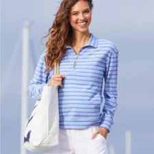 Cabana Life Blue Half Zip Pullover Size Medium