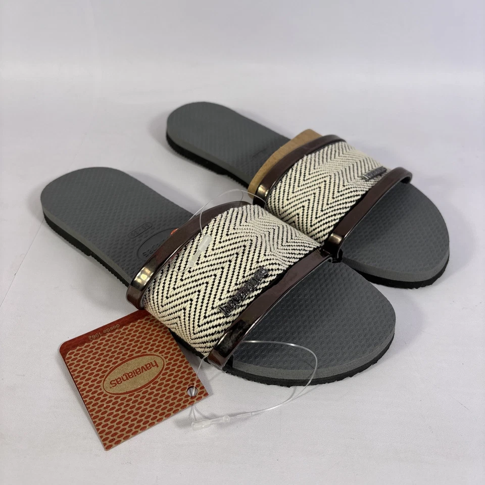 Sandalias sin cordones Havaianas gris acero para mujer talla 6W blancas grises metálicas Foto 2 de 4