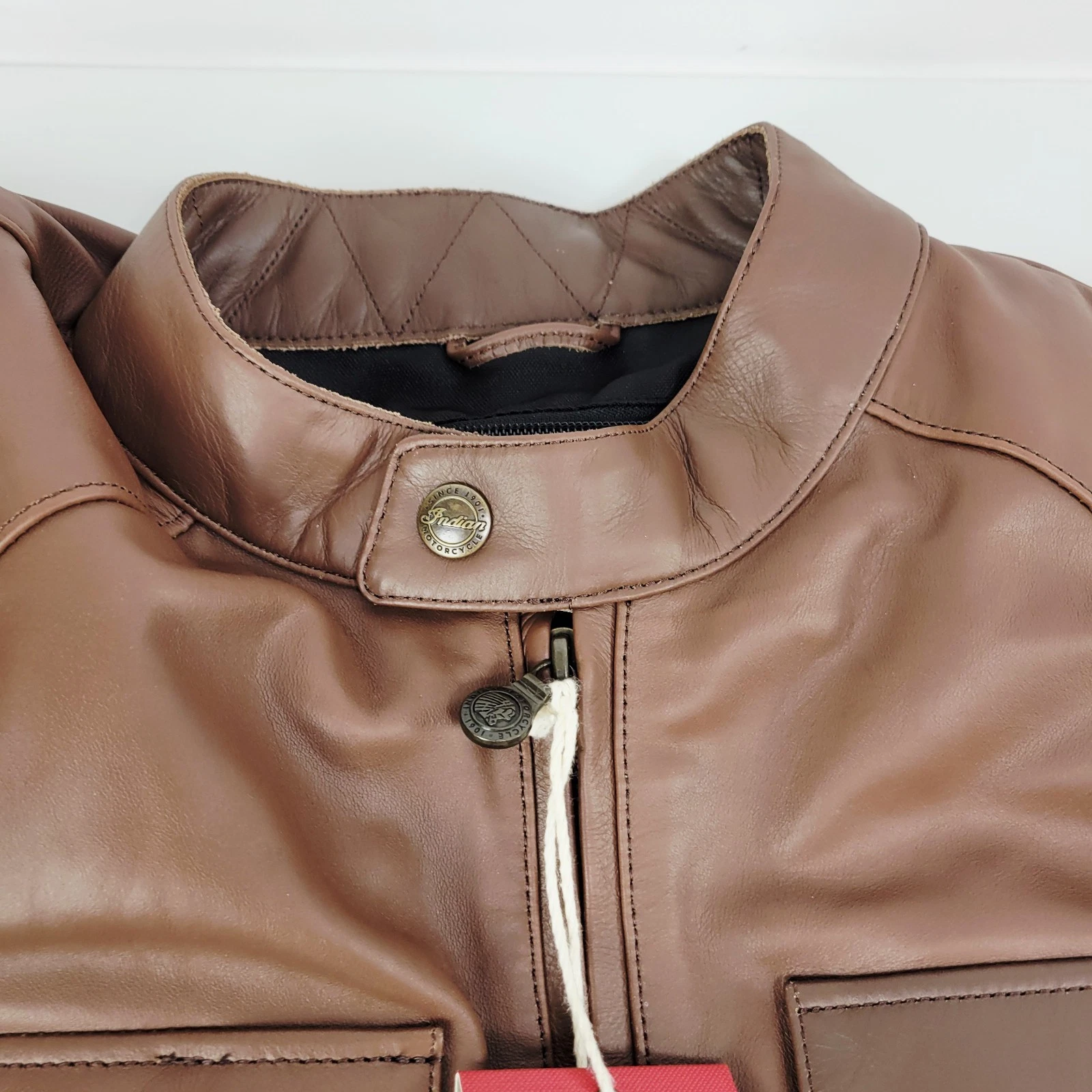 Indian Motorcycle Getaway Leather Jacket Brown Cowhide Riding Jacket OEM - product detail image 6