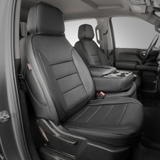 Ekr Black Leather Seat Covers Set For 2014-2018 Chevy Silverado Doublecab Wt Ls