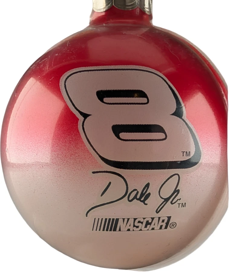 Adorno de vidrio Dale Earnhardt Jr 8 NASCAR ganadores círculo acción rojo en caja Foto 3 de 4
