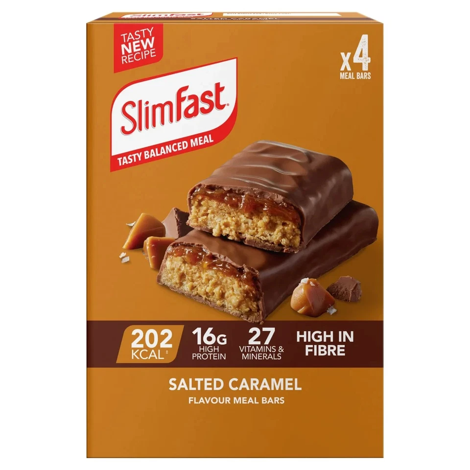Slimfast Salted Caramel Meal Replacement Bars 4 x 60g, Supports Immunity Foto 3 de 4