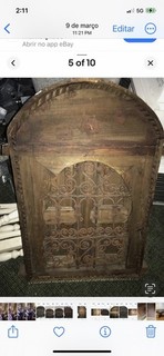 Vintage MorrocAn Wood And Iron Window Arch Wall Accent