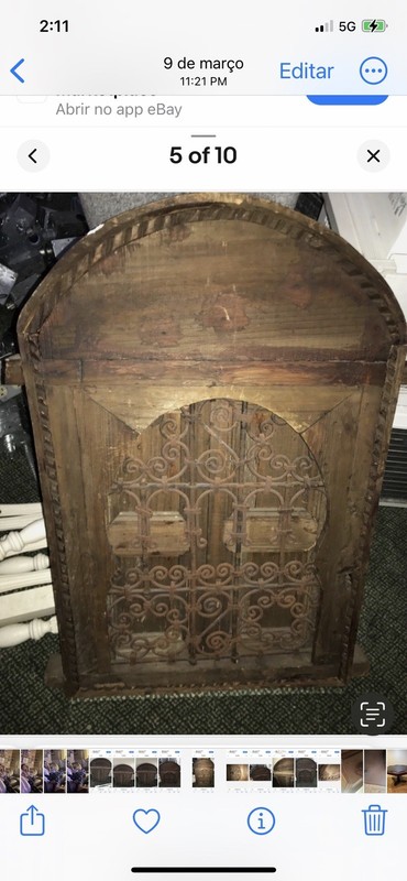 Vintage MorrocAn Wood And Iron Window Arch Wall Accent 